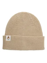 Gorro beanie negro de punto acanalado con parche con el logo de Hush Puppies.