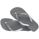 Ojotas Havaianas Top Mix negras con tiras blancas.