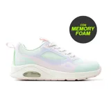 Championes deportivos American Sport Merril, color blanco con detalles en celeste, lila y rosa. Poseen tecnología memory foam.