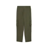 Pantalón cargo recto color verde, con cintura elástica, bolsillos laterales y logo de Puma estampado en blanco.