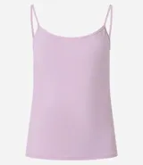 Musculosa blanca de poliamida con breteles finos y escote redondo.