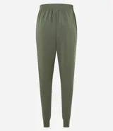 Pantalón jogger deportivo color verde militar, con cintura elástica ajustable con cordón, bolsillos laterales y puños elásticos.