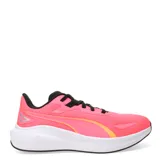 Championes Puma Skyrocket Lite de running, color negro con detalles en rosa y suela blanca.