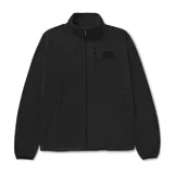 Campera polar negra de microfibra suave y ligera, con cierre completo, cuello alto, puños y cintura elásticos, y logo bordado en el pecho.
