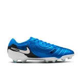 Championes de fútbol Nike Legend 10 Pro Fg, color azul con detalles en blanco y negro.