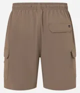 Bermuda masculina color marrón confeccionada en poliamida, con cintura elástica ajustable con cordón, sin estampa y con bolsillos cargo laterales. Marca Blue Steel.