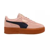 Championes Puma Palermo Elevata, color negro con franja blanca y suela marrón.