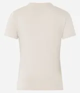 Remera básica de media malla color blanco, con cuello redondo y mangas cortas.