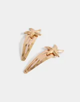 Set de dos hebillas doradas para el pelo con aplique de estrella de mar.