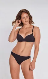 Bombacha colaless de microfibra color gris, sin costuras y con forro 100% de algodón.