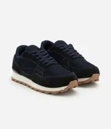 Championes de hombre marca Viko, estilo jogging, color azul marino y negro, con cordones y suela de goma. Confeccionados en material sintético con textura y recortes.