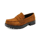 Mocasines de charol negro con plataforma y suela track.