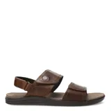 Sandalias de cuero marrón con doble tira con velcro y suela de goma.