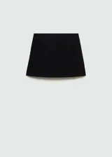 Minifalda negra de tweed con corte evasé y cierre trasero invisible.