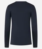 Remera deportiva negra de poliamida con protección UV, mangas largas y corte raglán.