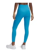 Calza deportiva Under Armour Motion Ankle Leg color azul con pretina alta, logo estampado en la cadera y bolsillo lateral.