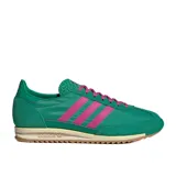 Championes Adidas SL 72 OG W, color verde con detalles en rosa y suela marrón.