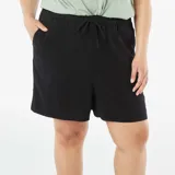 Short negro de corte recto con cintura elástica ajustable con cordón.