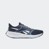 Championes de running Reebok Energen Tech Plus 2, color azul marino con detalles en celeste, blanco y naranja. Capellada de malla con revestimientos termosellados, cuello y lengüeta acolchados, plantilla Luxcomfort™, entresuela Floatride Fuel y suela de goma.
