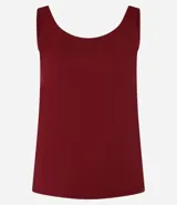 Musculosa azul marino de poliamida con escote en U y breteles anchos.