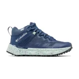 Zapatillas de senderismo Columbia Facet 75 Mid Outdry, color azul con detalles en celeste y blanco.