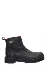 Bota de cuero color marrón con suela cosida de 3 cm y forro de felpa, ideal para clima frío.