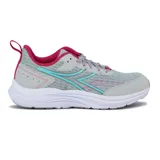 Championes Diadora Snipe W para mujer, color gris con detalles en rosa y celeste.