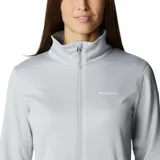 Campera polar Columbia con cierre frontal, bolsillos laterales con cierre y orificios para pulgares.