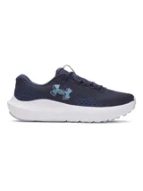 Championes de running Under Armour Charged Surge 4, color azul marino con logo celeste.