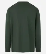 Remera de manga larga color blanco, confeccionada en algodón, con cuello redondo y puños ajustados.