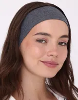 Set de dos vinchas textiles recicladas, una gris y otra azul marino.