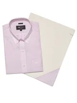 Camisa de hombre RKF Cityscape, de manga larga, corte regular y cuello americano abotonado. Diseño a cuadros pequeños en tonos blanco y celeste.