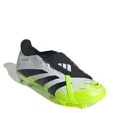 Championes de fútbol Adidas Predator League FT, color blanco con detalles en negro y amarillo limón.
