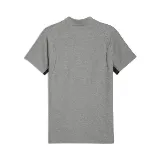 Polo gris de Puma con cuello clásico, tapeta de dos botones, logo de Puma amarillo bordado en el pecho izquierdo, escudo del Club Atlético Peñarol en el pecho derecho y paneles laterales negros. Corte regular.