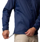 Campera impermeable Columbia Watertight II para hombre, color negro, con capucha ajustable, costuras selladas, bolsillos con cremallera y forro de malla transpirable.