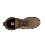 Bota de trabajo Caterpillar Second Shift color marrón, impermeable, con puntera de acero, suela antideslizante y protección contra riesgos eléctricos.