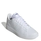 Championes Adidas Advantage Base 2.0 de cuero sintético blanco con perforaciones laterales, cordones y logo en la lengüeta.