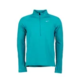 Remera de running Nike Therma-FIT Run Division Element, color turquesa con cierre de media cremallera, mangas largas con orificios para los pulgares y logo reflectante en el pecho.