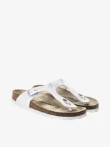 Sandalias Birkenstock modelo Gizeh BF, color blanco. Con base de corcho y látex de forma anatómica, material superior de Birko-Flor y plantilla de ante. Suela de EVA. Fabricadas en Alemania.