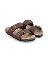 Sandalias Hush Puppies de cuero color bordó, con dos correas ajustables con hebilla y plantilla de corcho.