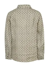 Camisa de manga larga con cuello clásico y cierre frontal con botones. Estampado con motivos marinos en tonos beige y marrón.