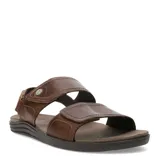 Sandalias de cuero marrón con doble tira con velcro y suela de goma.