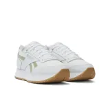 Championes Reebok Glide Ripple Double, color blanco con detalles dorados y suela marrón.