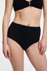 Bikini negro de tiro alto con textura.