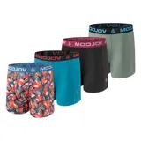 Pack de cuatro boxers de hombre marca Volcom, con cintura elástica con logo de la marca. Incluye un boxer estampado con flores, uno liso color celeste, uno liso color negro y uno liso color verde oliva.
