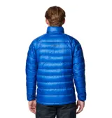 Campera inflable azul de Columbia Titanium, con cierre frontal, bolsillos laterales y logo de la marca en el pecho.