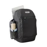 Mochila Rip Curl F-Light Searcher de 45 litros, color negro con logo blanco. Cuenta con múltiples compartimentos y cierres.