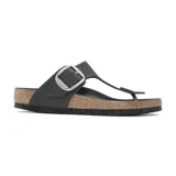 Sandalia Birkenstock modelo Gizeh con hebilla grande, color negro.