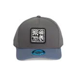 Gorro gris con visera azul y parche frontal con logo de Maui and Sons.