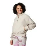 Buzo Columbia de mujer, color rosa, con medio cierre frontal, cuello alto y logo bordado en el pecho.